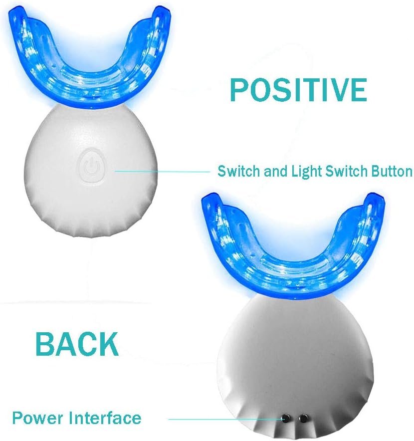 32LED Inductive Charging Tooth whitening System Teeth Bleaching Light-Accelerated BleachingTrays Kit with 16 Powerful Red  16Blue LED Lights (Black)