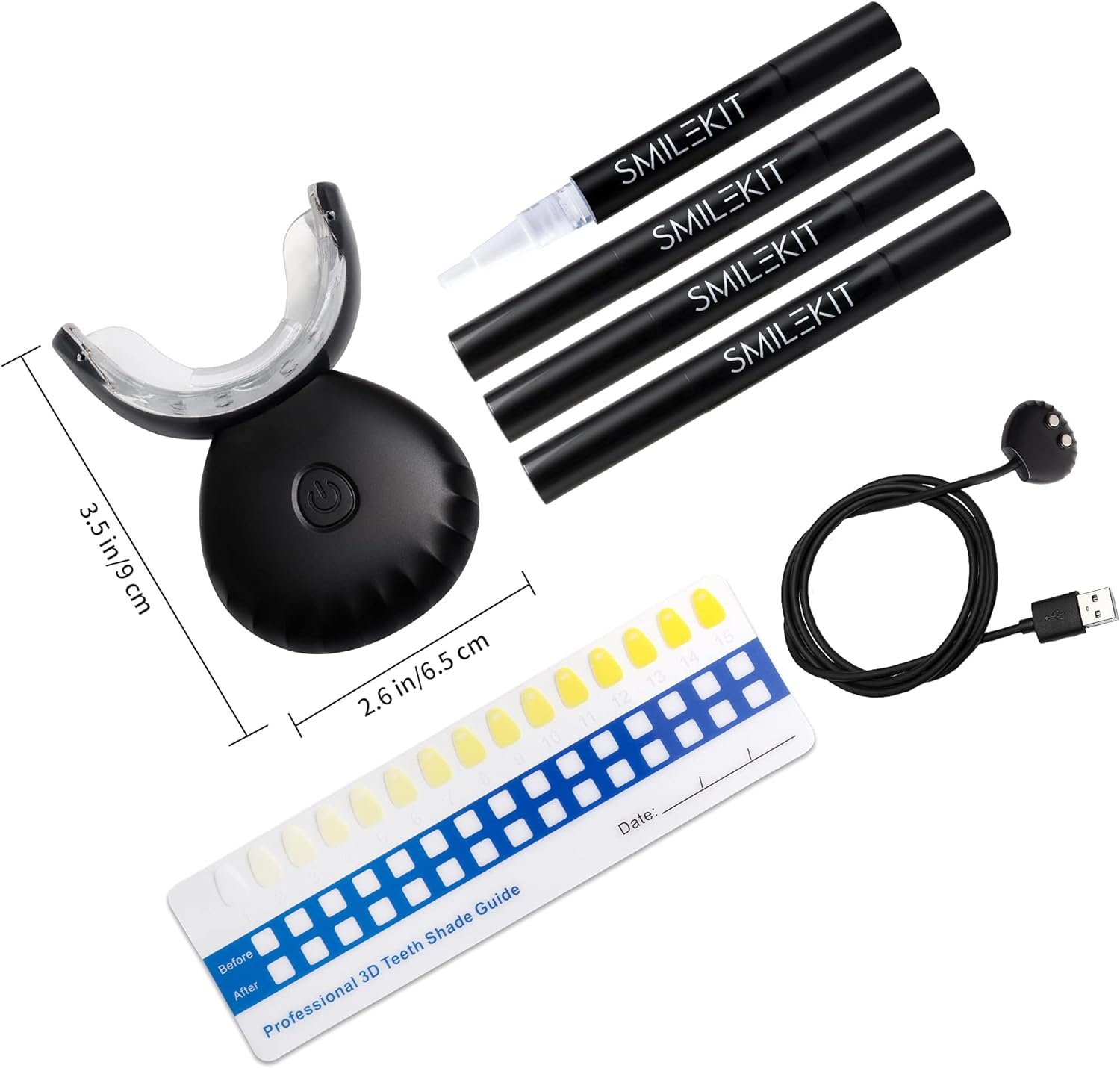 Afranti Home Use Wireless Teeth Whitening Kit with 16-Point LED Blue Lights Accelerator, Natural Whitening Effective Stain Removal Include 4 Teeth Whitening Gel Pens Complimentary Color Card