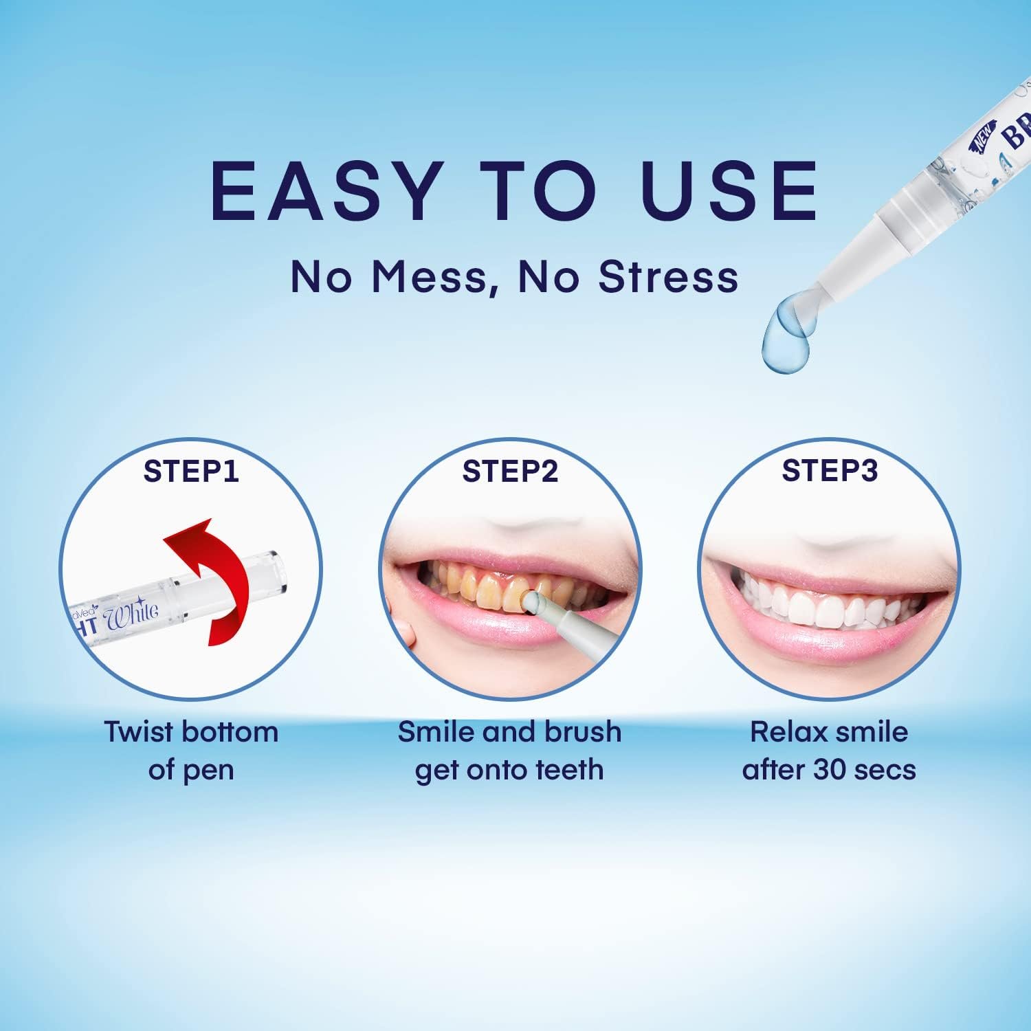 AsaVea Smile Teeth Whitening Pen (4 Pens) for Teeth Whitening, 40+ Uses, Effective, Painless, No Sensitivity, Travel-Friendly, Beautiful White Smile, Mint Flavor