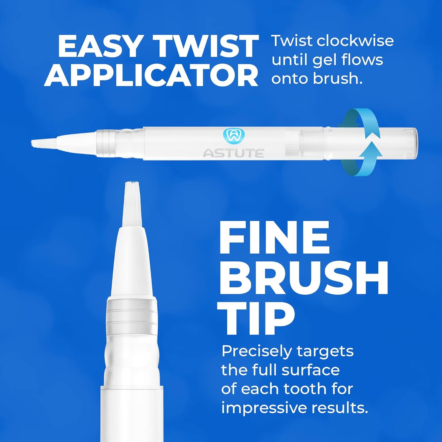 Astute Teeth Whitening Pen - Instant Tooth Whitener - No Sensitivity - Remove Plaque  Stains for Bright White Teeth