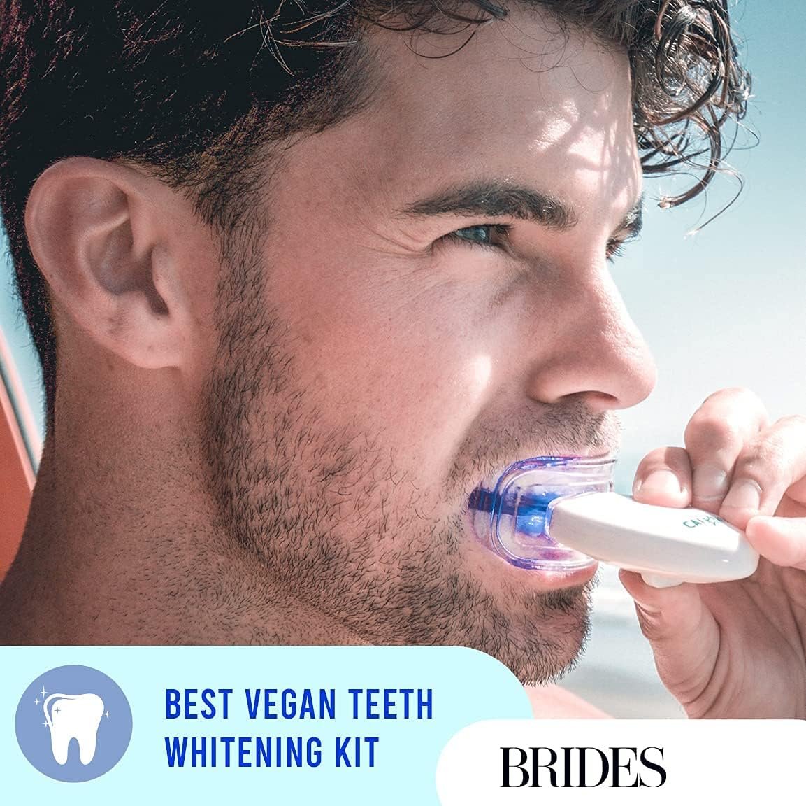 Cali White Teeth Whitening Strip Kit with LED Light + Batteries - Organic Peroxide Teeth Whitening Gel - Set of White Strips for Teeth Whitening - 2x5ml Syringes, Thermoform Whitening Trays  Case