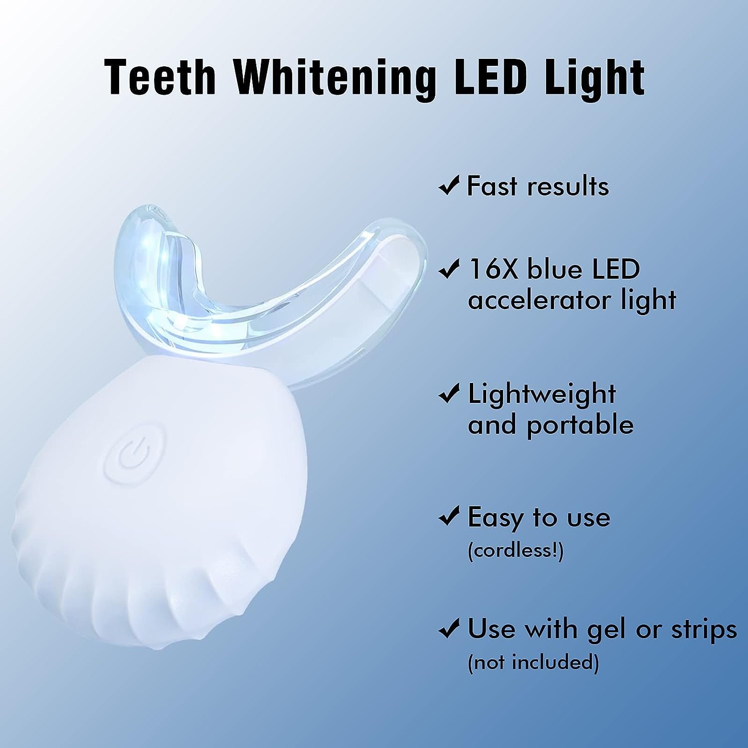 EOICCEOH Teeth Whitening Light, 10X More Powerful Blue Led Teeth Whitening Accelerator Light Connected with USB, Non-Battery Teeth Whitening LED Light for Teeth Whitening Enhancer in Home Use