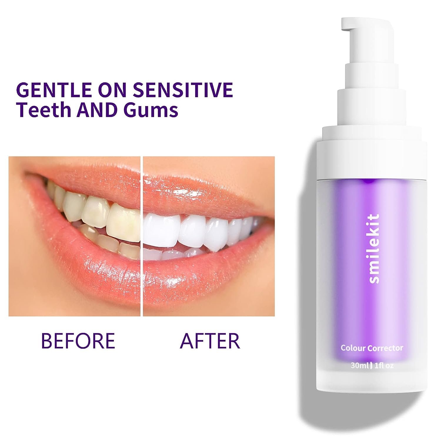 Gelid Purple Teeth Whitening Gel, Purple Toothpaste for Teeth Whitening, Tooth Stain Removal,Teeth Whitening Booster