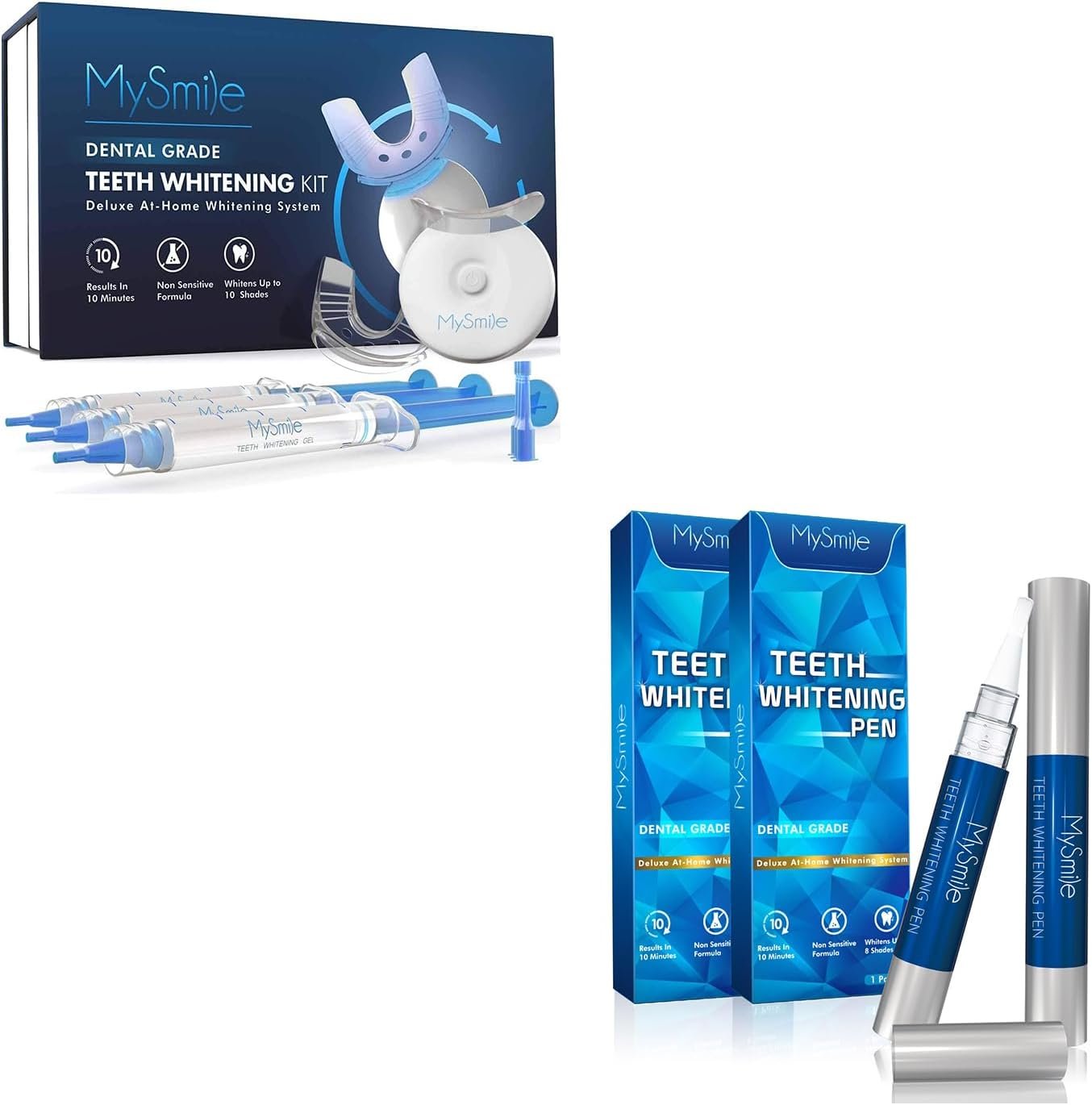 MySmile Teeth Whitening Kit with LED Light, 10 Min Non-Sensitive Fast Teeth Whitening Pen Kit 32 Treatments Gel,Helps to Remove Stains from Coffee, Smoking, Wines, Soda, Food