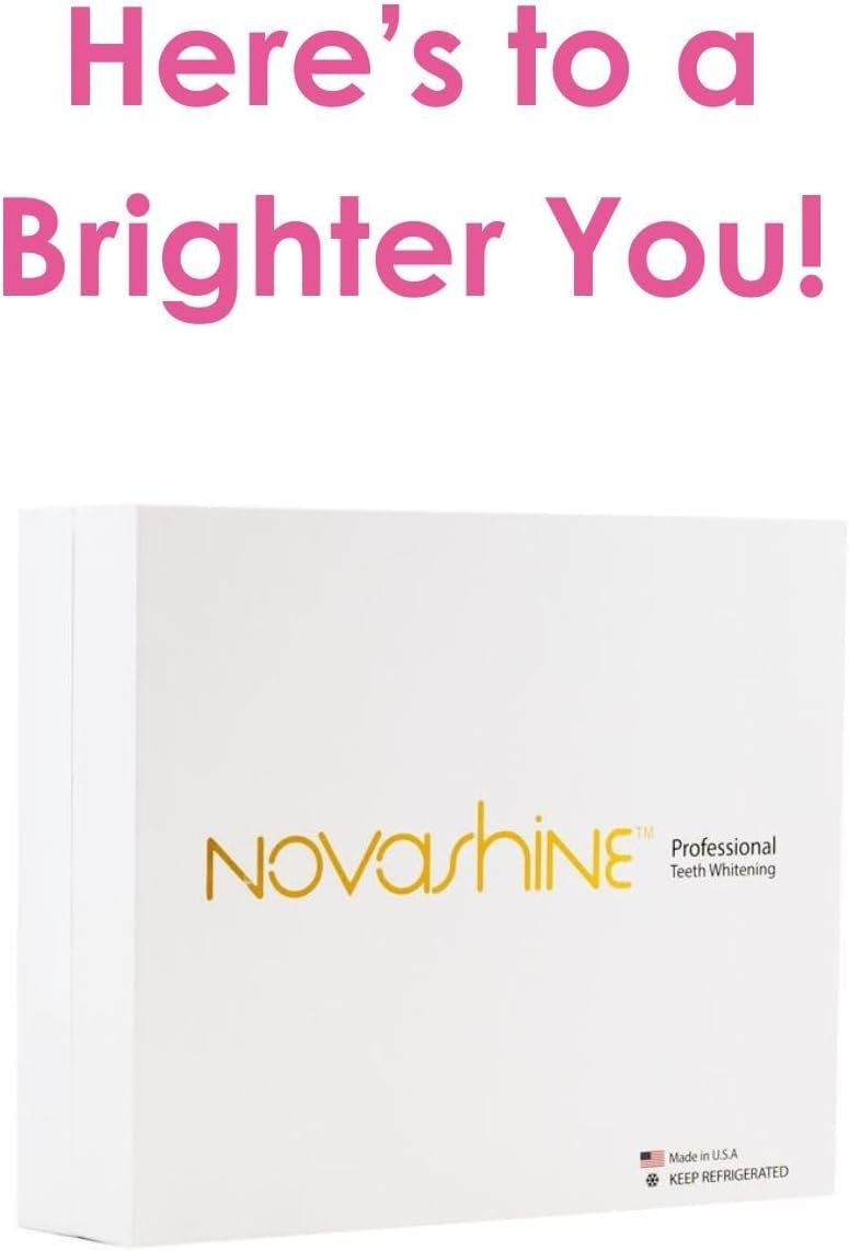 Novashine Professional Teeth Whitening Kit: Advanced Blue LED Light, Concentrated Peroxide Gel, Smartphone Adapter, Travel Bag