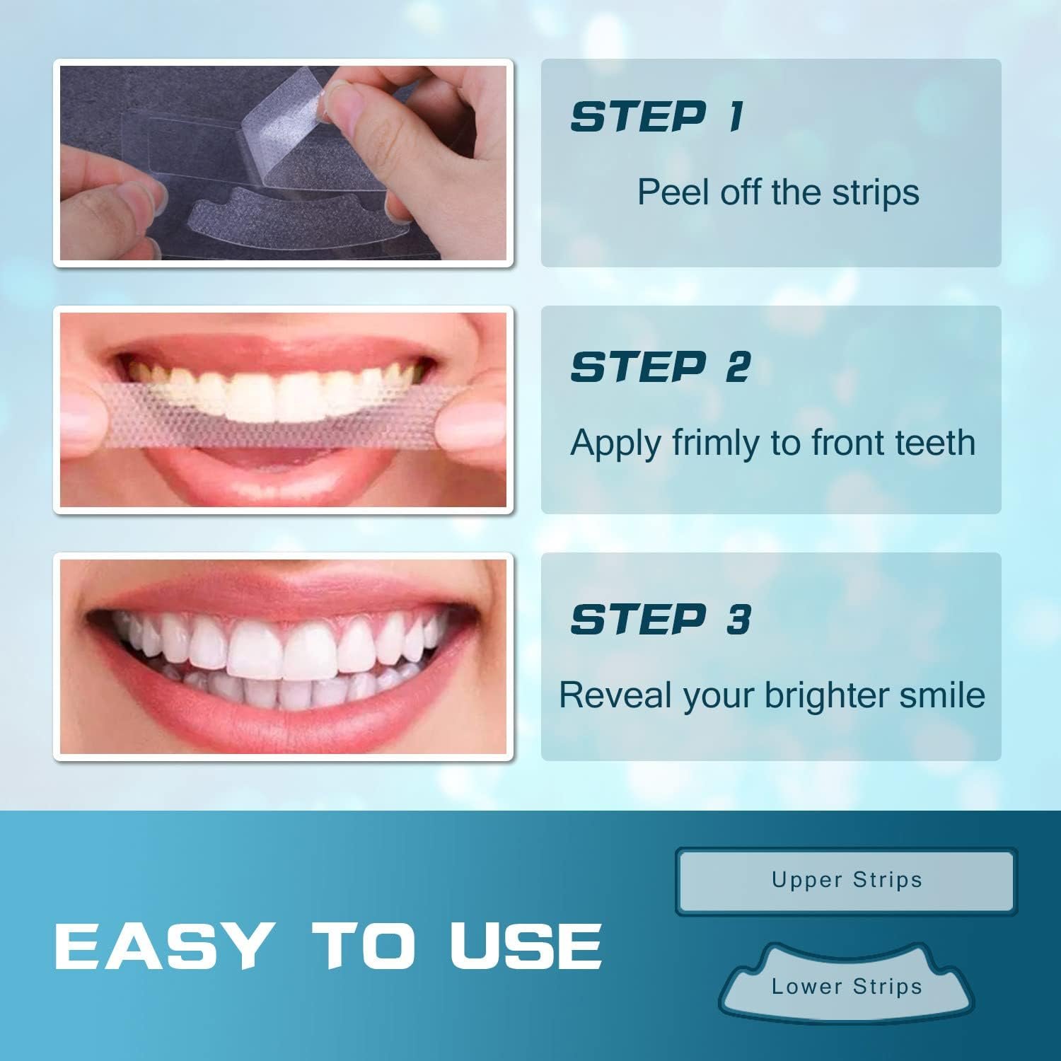 PdooClub - Whitening Strips for Teeth Sensitive, Professional Teeth Whitening Strips, Fast Remove Smoking, Blue 28 Strips