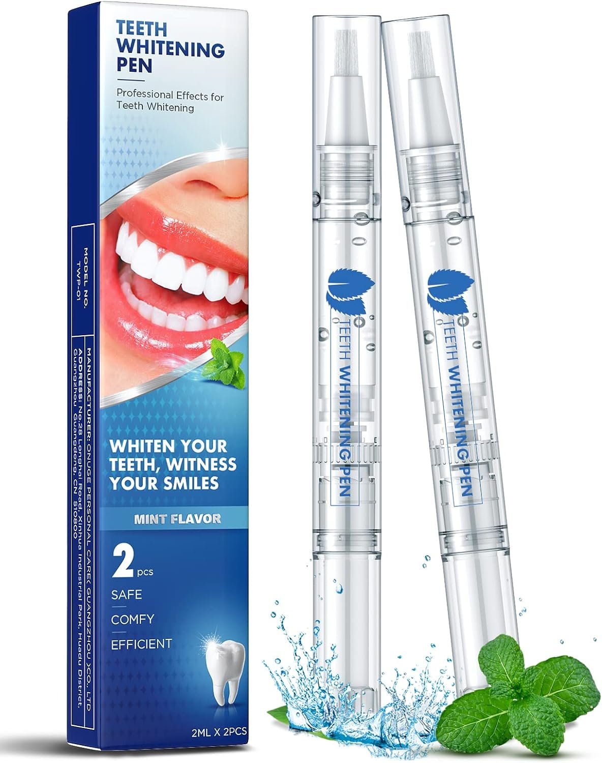 SANHE Teeth Whitening Pen for Sensitive Teeth, Safe  Effective, Painless Treatments for Tooth Whitening, Easy to Use, Fast Whitening, Travel-Friendly, Mint Flavor, 2 Pack