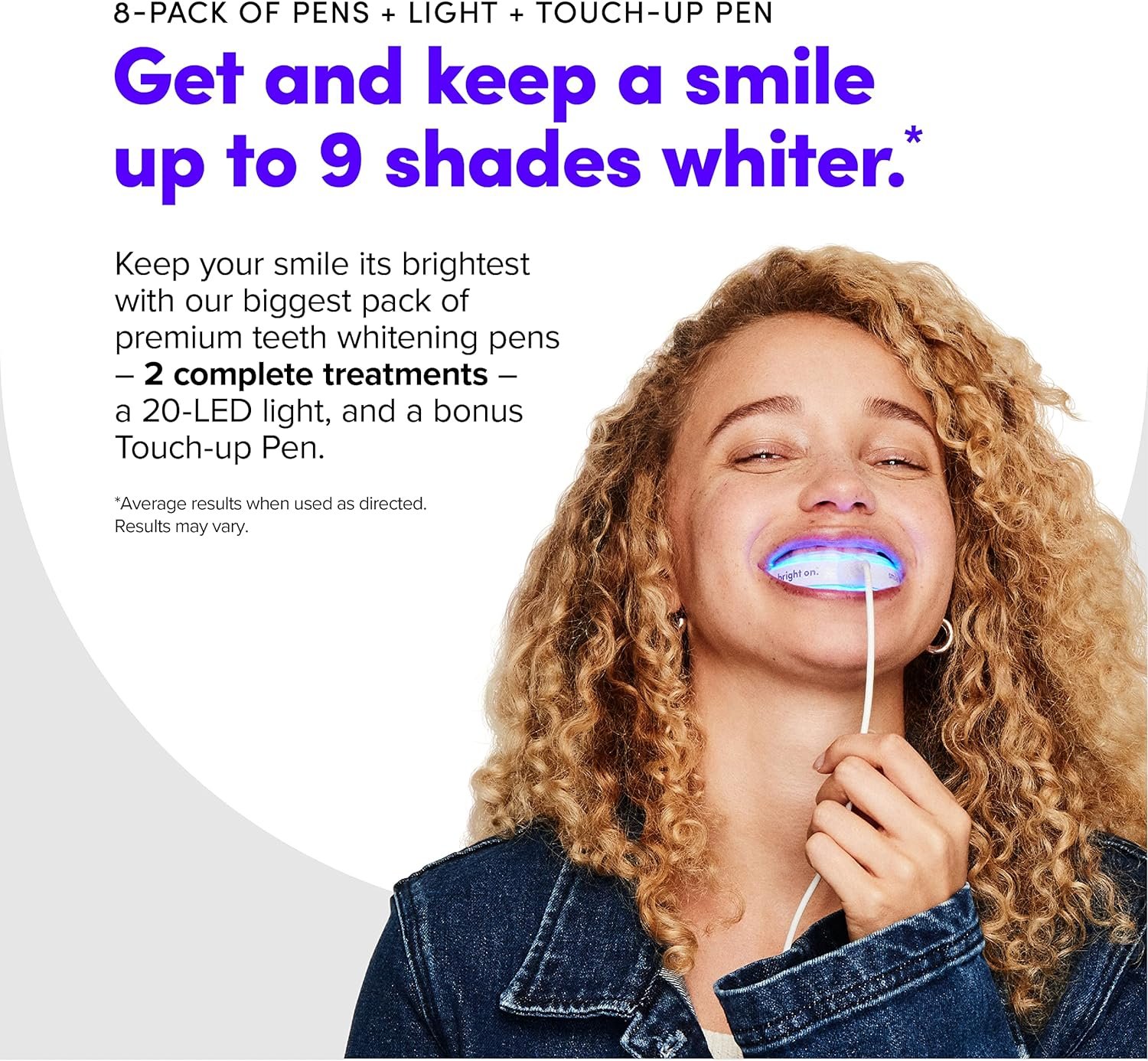 SmileDirectClub Teeth Whitening Kit with LED Light - 9 Pack Gel Pens - Professional Strength Hydrogen Peroxide - Pain Free and Enamel Safe - Up to 9 Shades Whiter in 1 Week