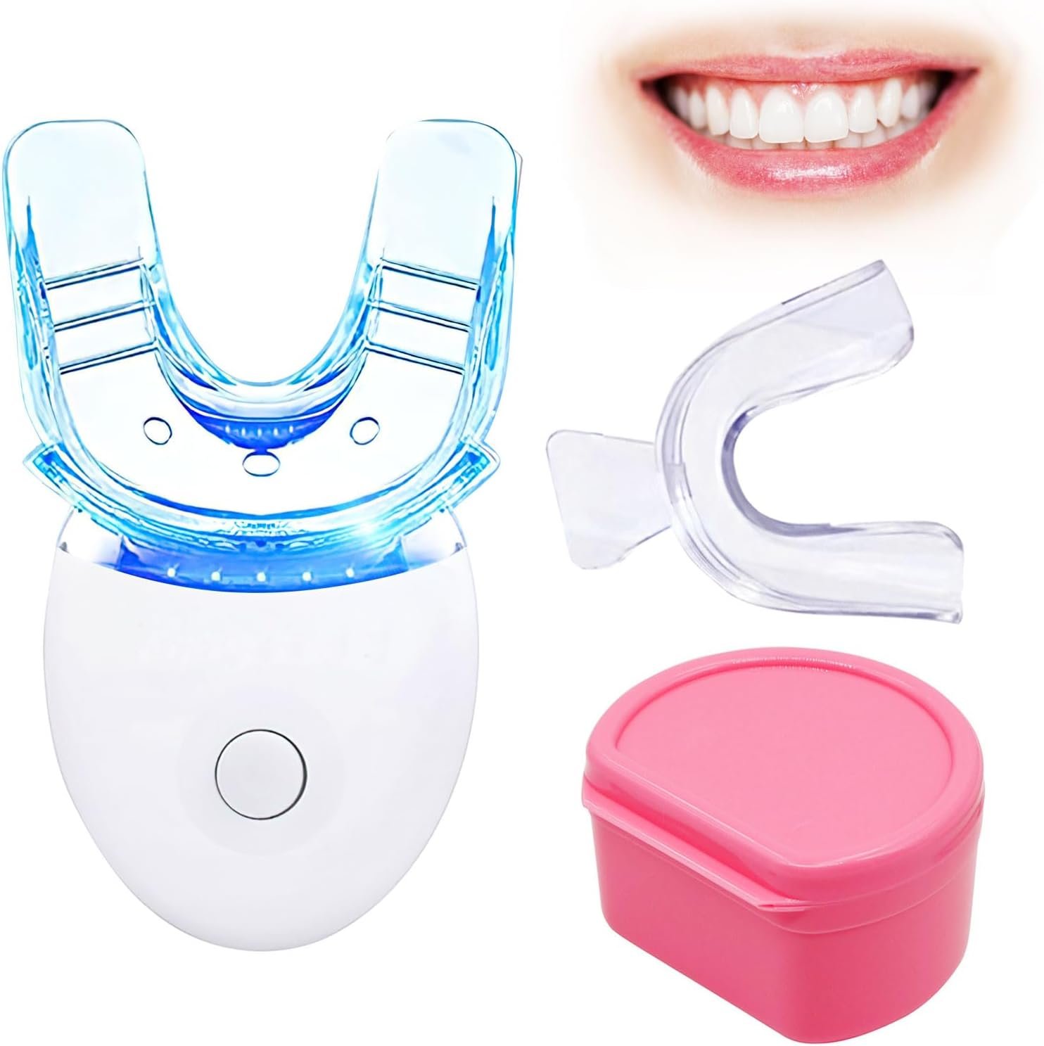 Teeth Whitening Accelerator Light, with Mouth Tray and Case, 5 Blue LED Teeth Whitening Light,Wireless Teeth whitening LED Light | White