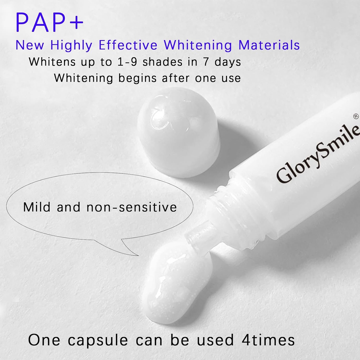 Teeth Whitening Kit - Pap + Gel Capsules (6 pcs), Replacement Trays for 3 People (3 pcs), 16x Accelerated Whitening Blue LED Light (1 pc) for Sensitive Teeth.