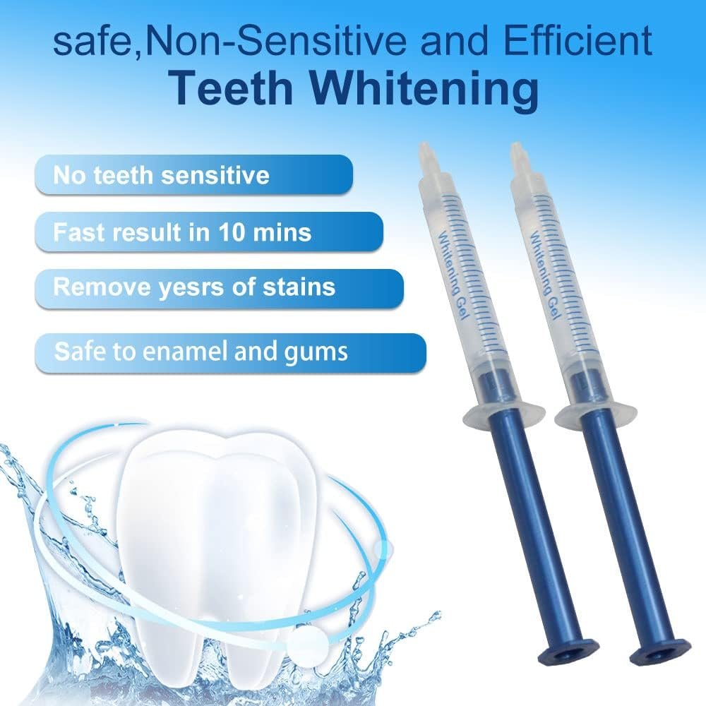 Teeth Whitening Kit with LED Light, 10PCS 3ML 44% CP Teeth Whitening Gel Tooth Whitener, 2PCS Mouth Trays