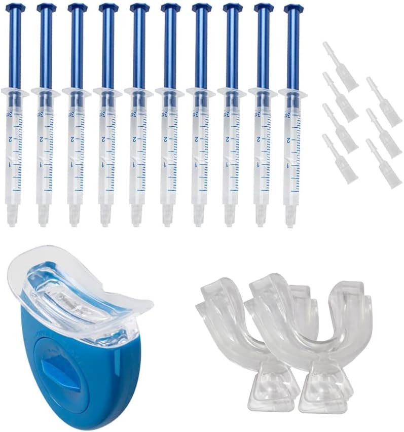 Teeth Whitening Kit with LED Light, 10PCS 3ML 44% CP Teeth Whitening Gel Tooth Whitener, 2PCS Mouth Trays