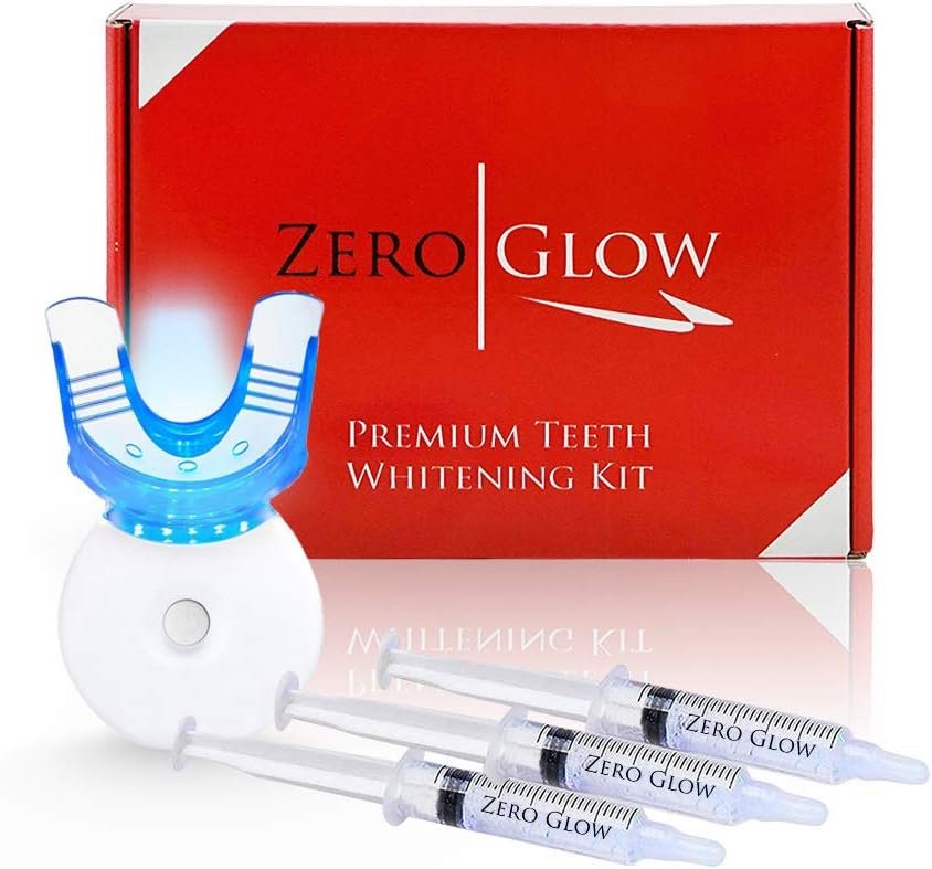 Zero Glow Teeth Whitening Kit Carbamide Peroxide Syringes, LED Light